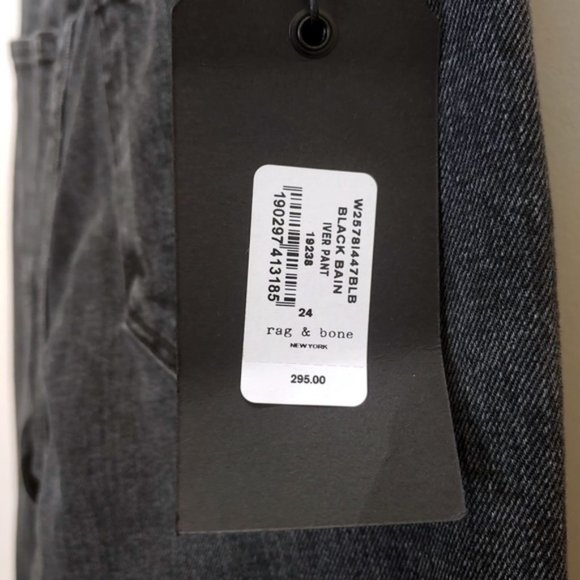 rag & bone Iver high rise bootcut cropped jeans in Black Blain Size 24 NWT - Picture 4 of 8